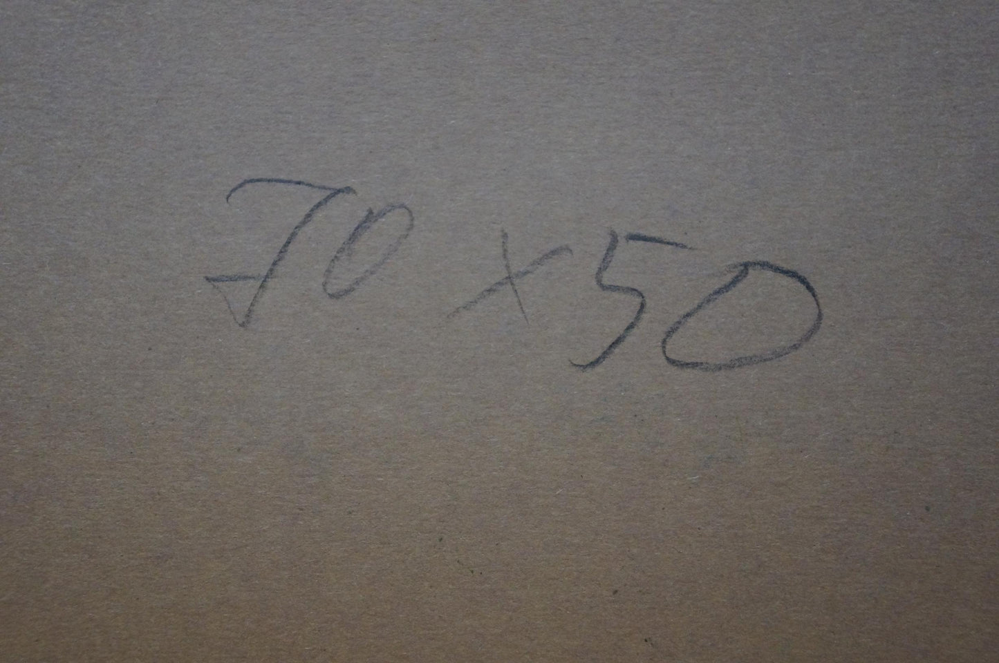 Back of Abstract painting Still life Albina Yaloz: handwritten 70 x 50 on beige paper