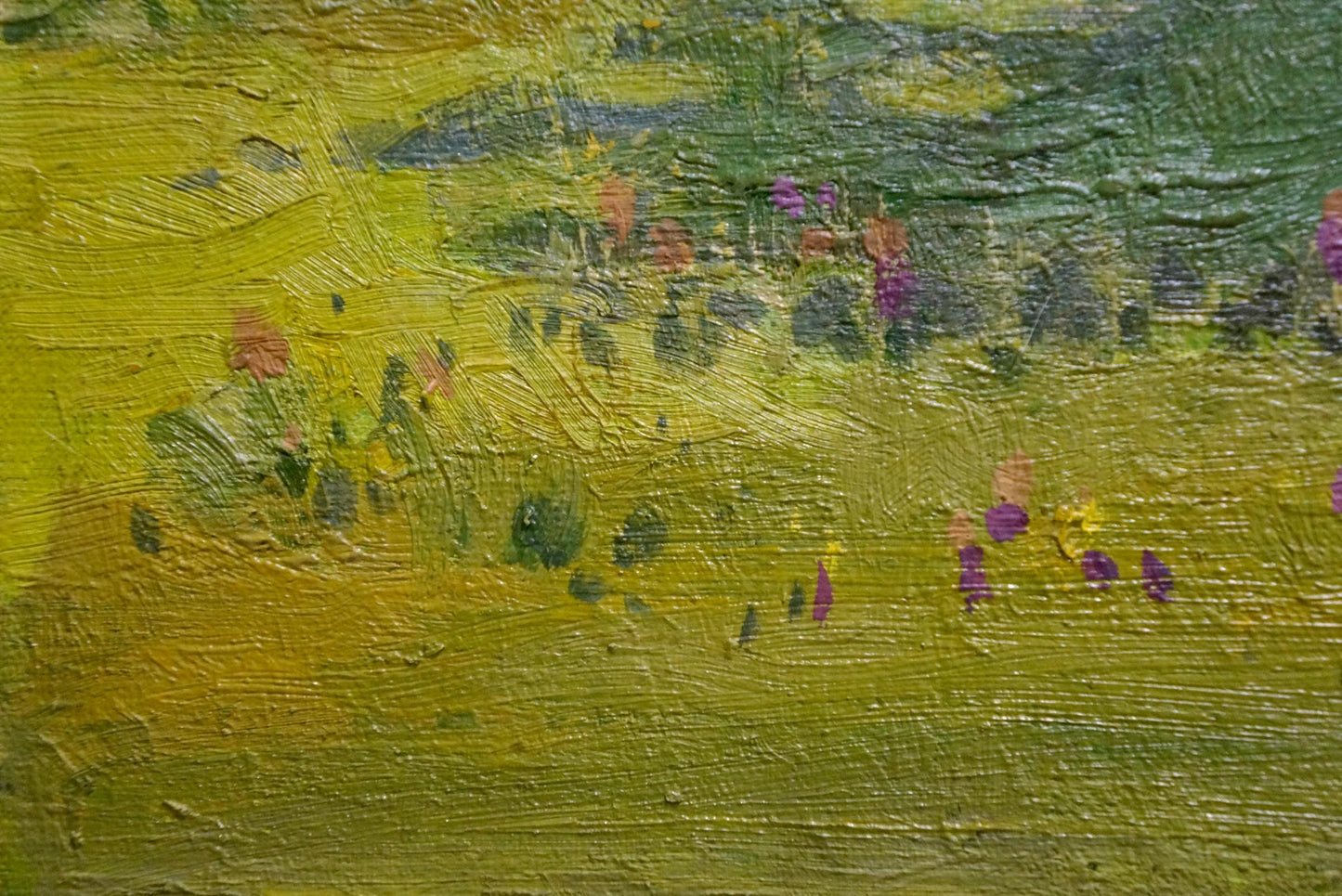 Oil painting Willow by Grigoryev Sergey Alekseevich: vibrant yellow field with purple green strokes