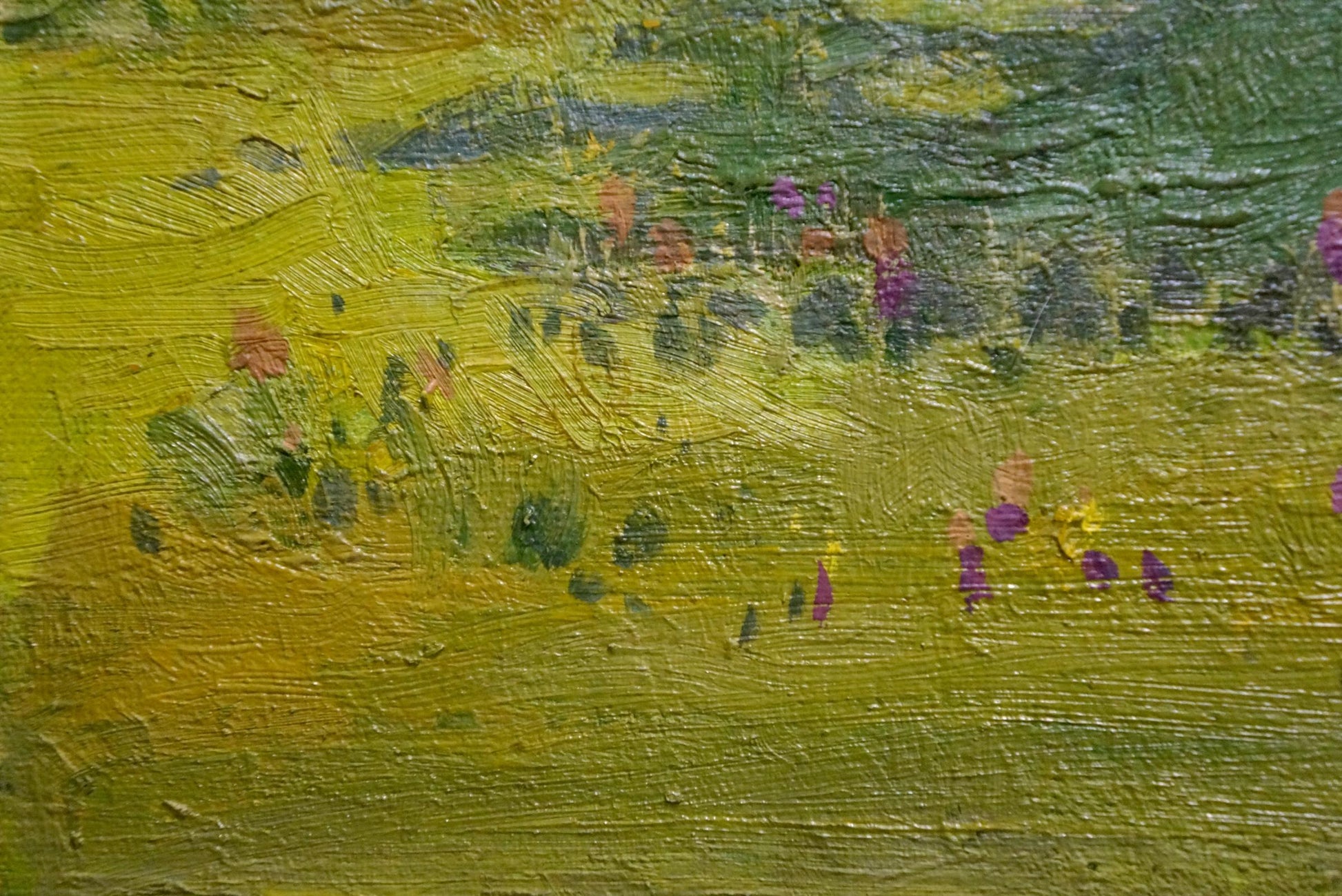 Oil painting Willow by Grigoryev Sergey Alekseevich: vibrant yellow field with purple green strokes