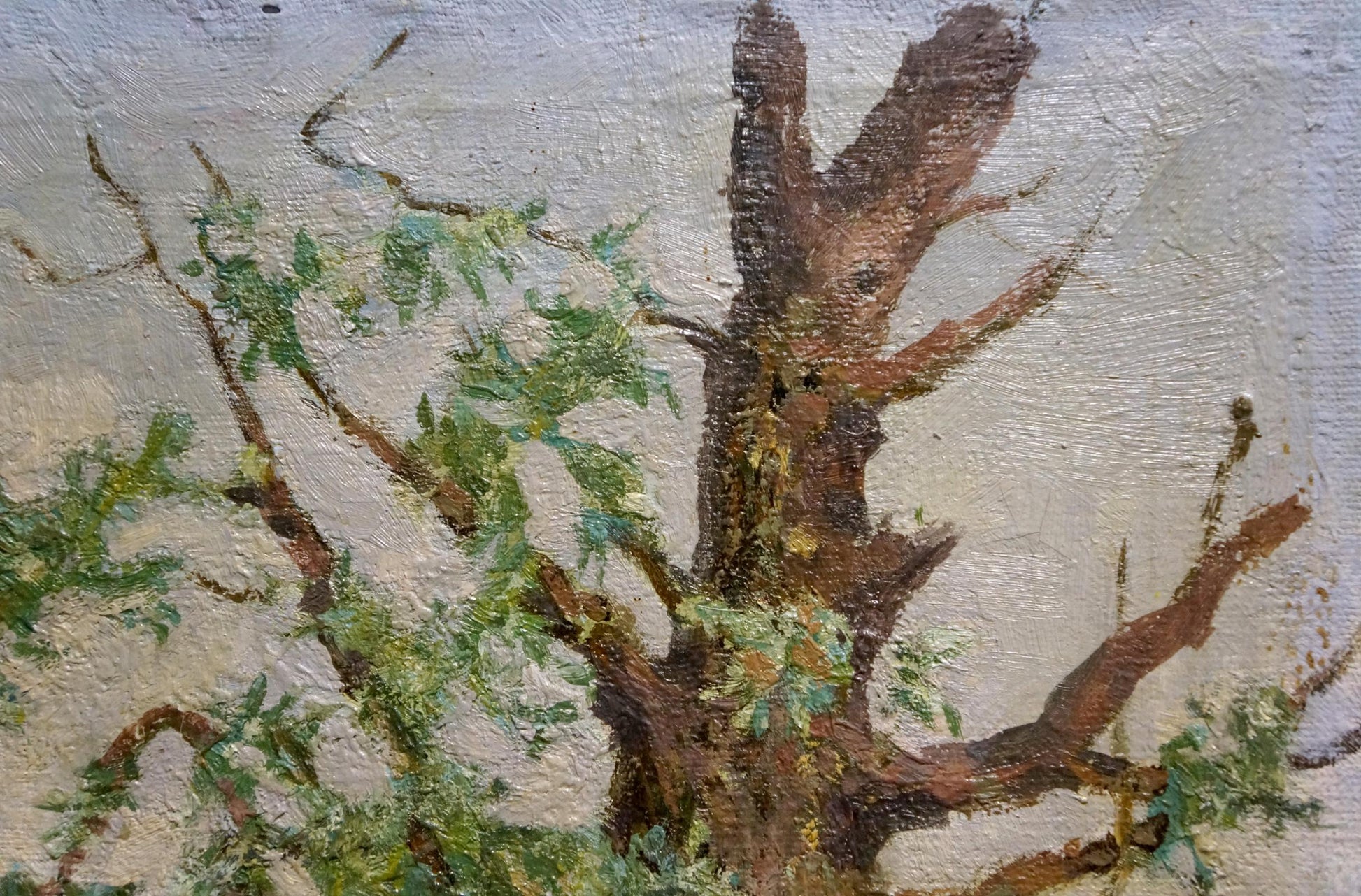 Oil painting of gnarled tree trunk by Willow Grigoryev Sergey Alekseevich