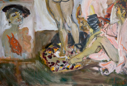 Abstract oil portrait of girl by Konysheva N.I. with bold earthy brushstrokes