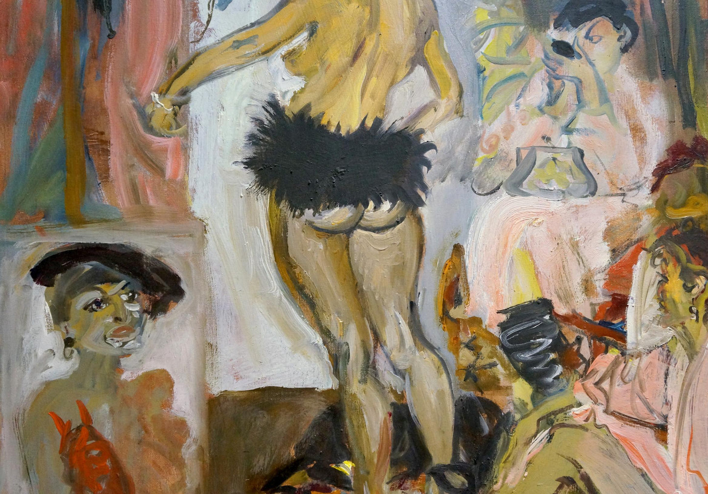 Vibrant abstract oil portrait of girl in yellow by Konysheva N. I