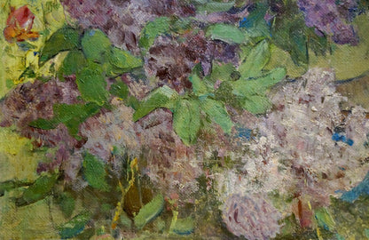 Oil painting Lilac by Vol’shteyn Moisey L’vovich, purple pink blossoms
