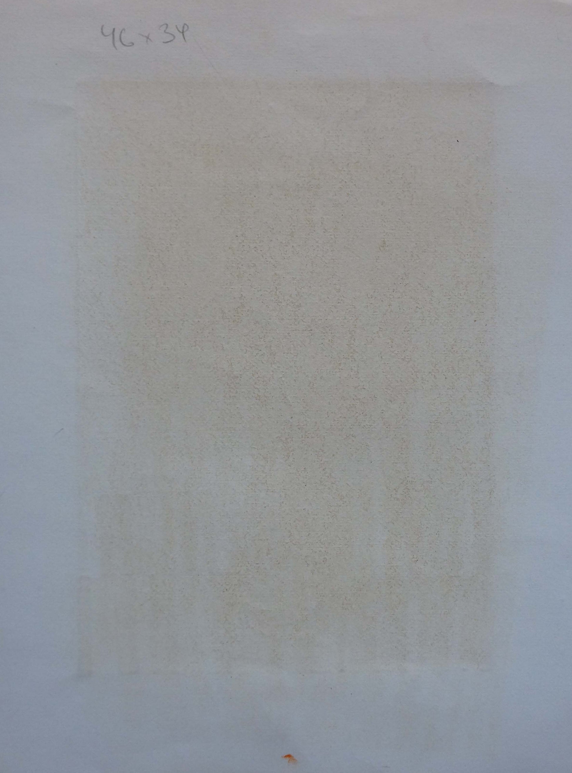 Back of Abstract painting Portrait of a female figure Albina Yaloz on beige textured paper