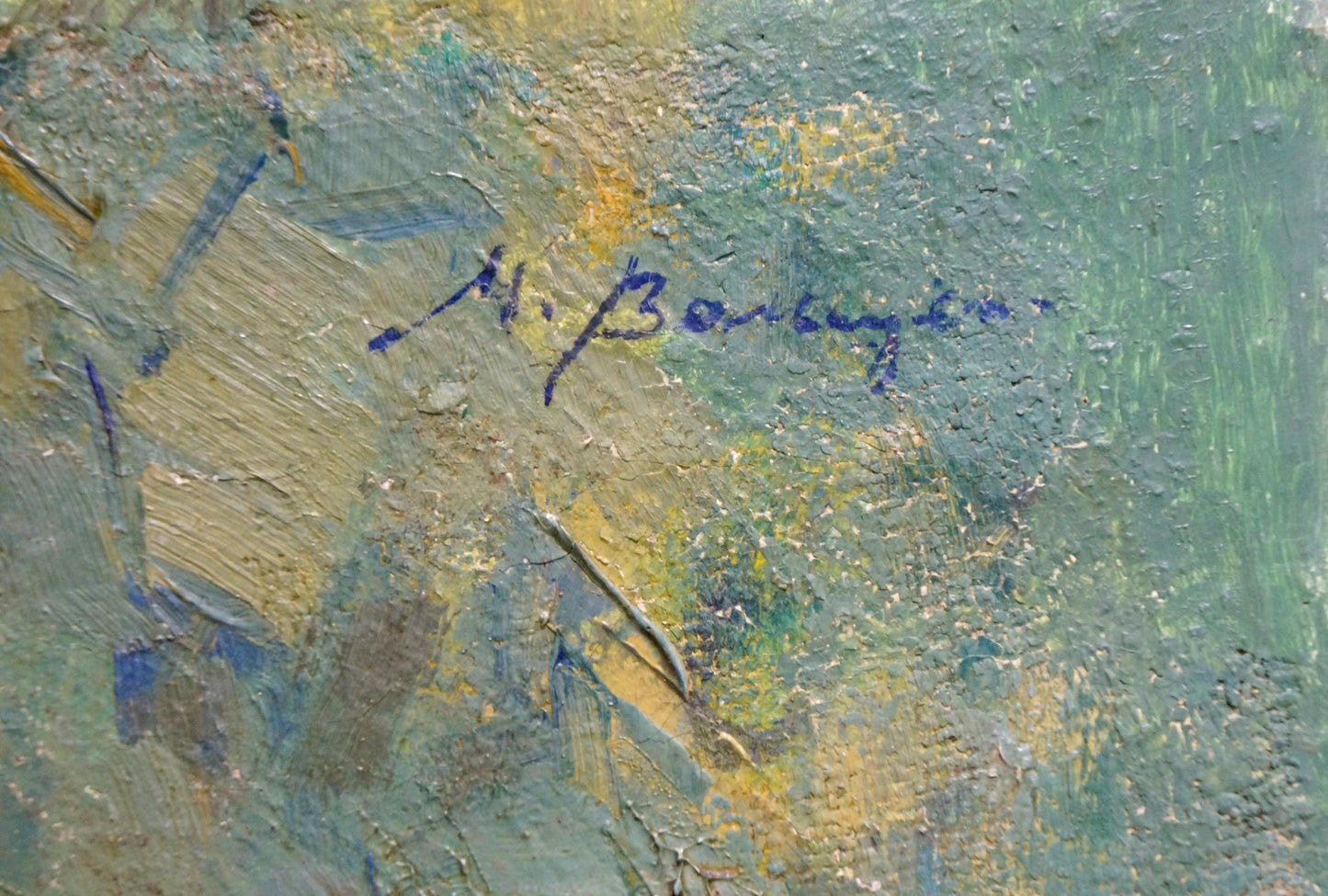 Textured oil painting Lilac by Vol’shteyn Moisey L’vovich in green, blue, yellow