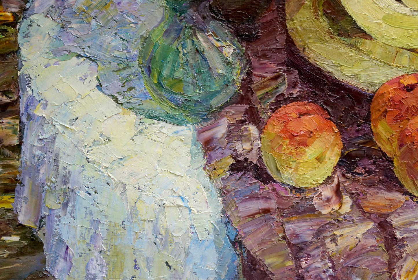 Oil painting Mallow by Smirnov Evgeny Vladimirovich: green bottle and fruit