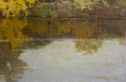 Oil painting Breath of Autumn by Filbert Aleksandr Aleksandrovich, tranquil water scene