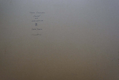 Back of minimalist gray oil painting Journey by Pitsykevych Eugene