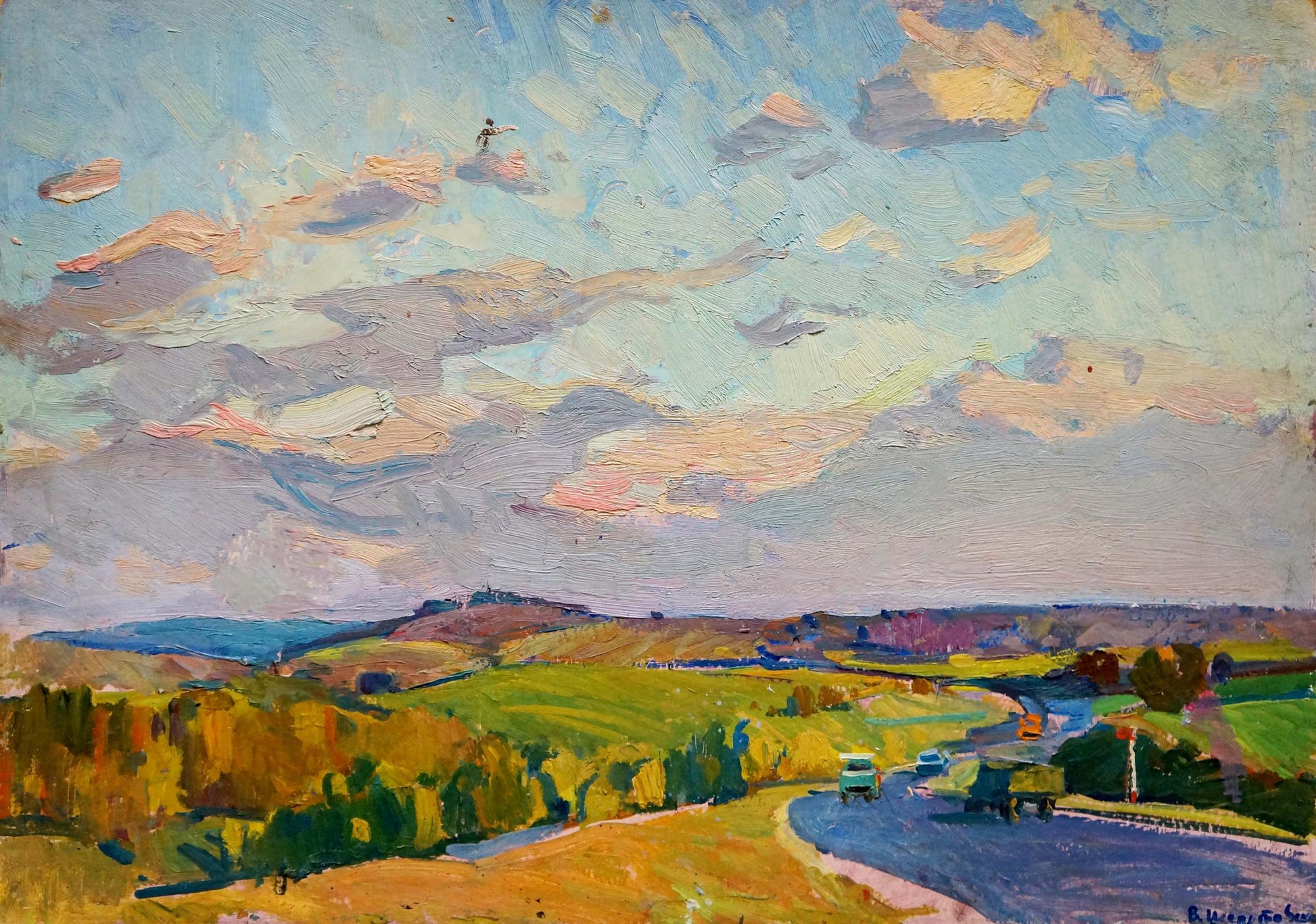 Oil painting The road to the city by Shepetovsky Vitaly Yakovlevich
