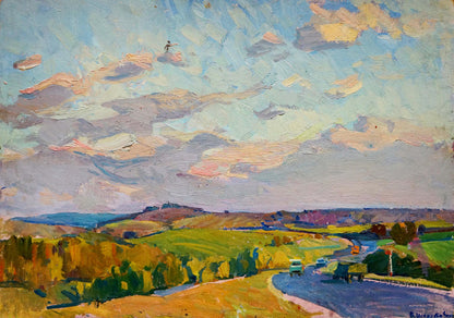 Oil painting The road to the city by Shepetovsky Vitaly Yakovlevich