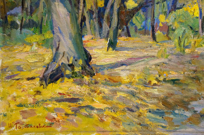 Vibrant impressionistic oil painting Autumn Park by Tartakovsky Isaac Iosifovich