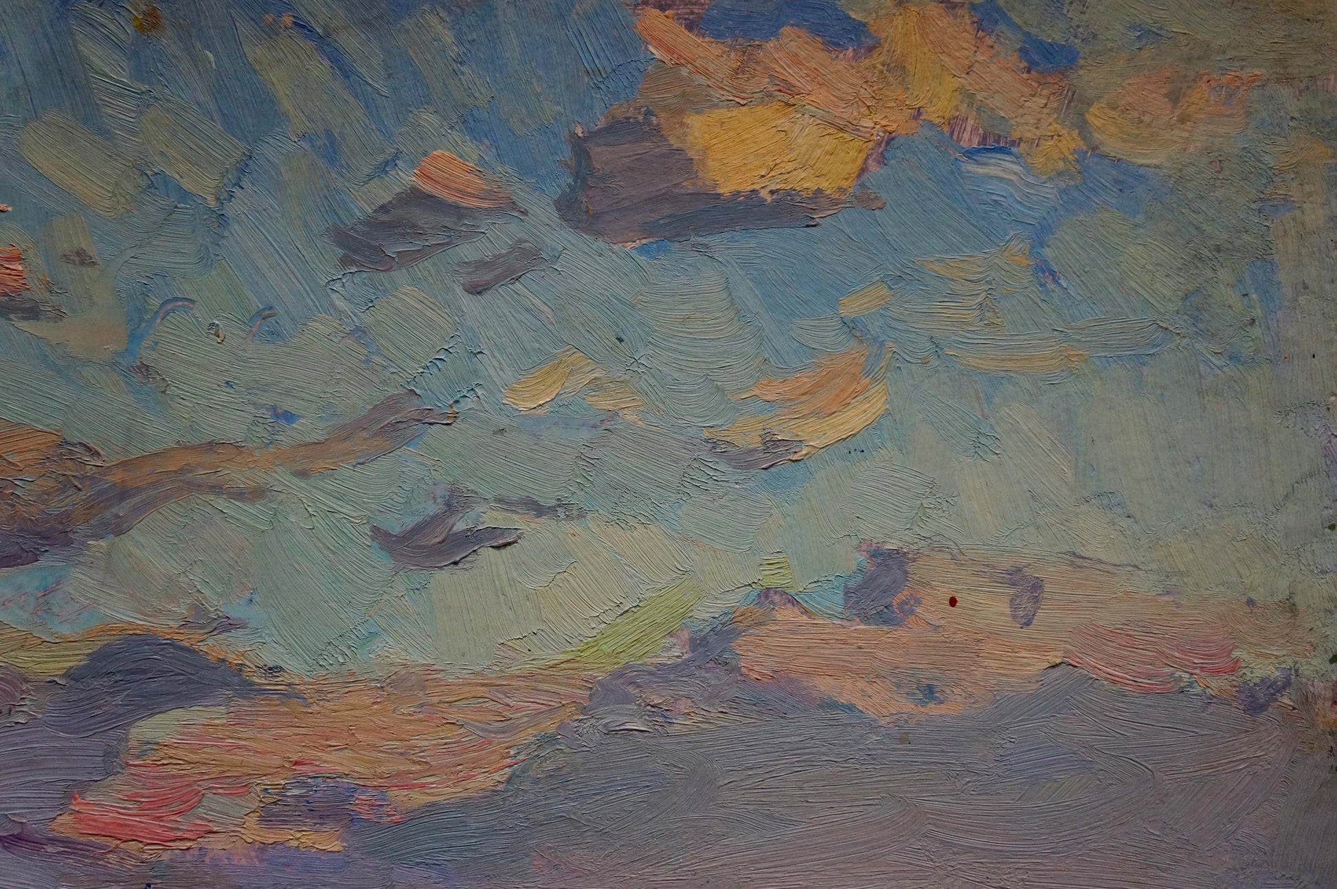 Oil painting The road to the city by Shepetovsky Vitaly Yakovlevich with swirling clouds