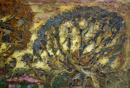 Textured oil painting of Old C. tree by Karelin Vyacheslav