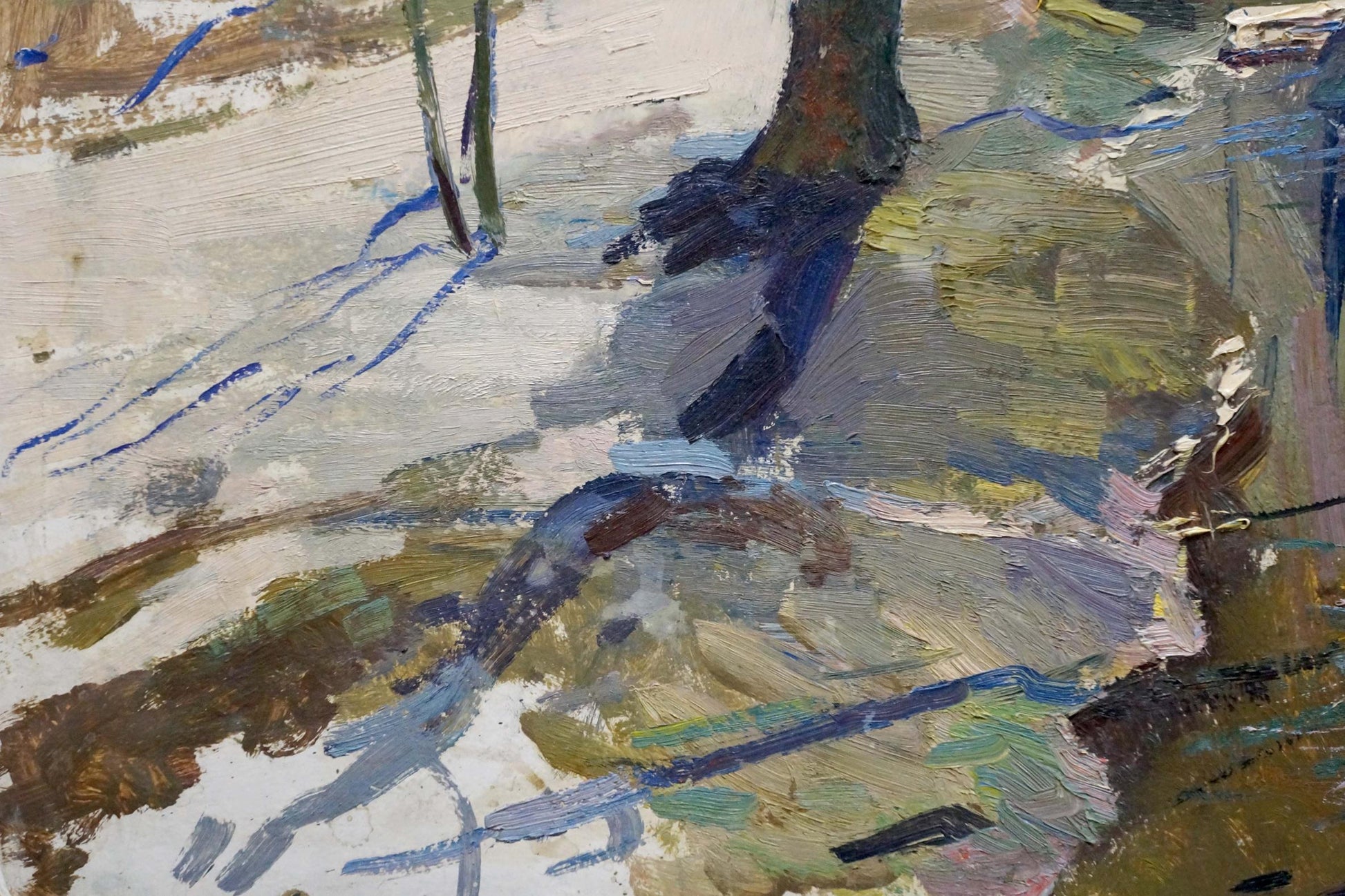 Impressionist oil painting of forest stream by Shepetovsky Vitaly Yakovlevich