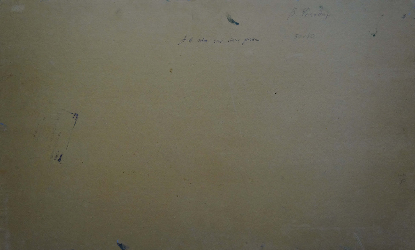 Back of faded beige oil painting by Chegodar Vasily Dmitrievich