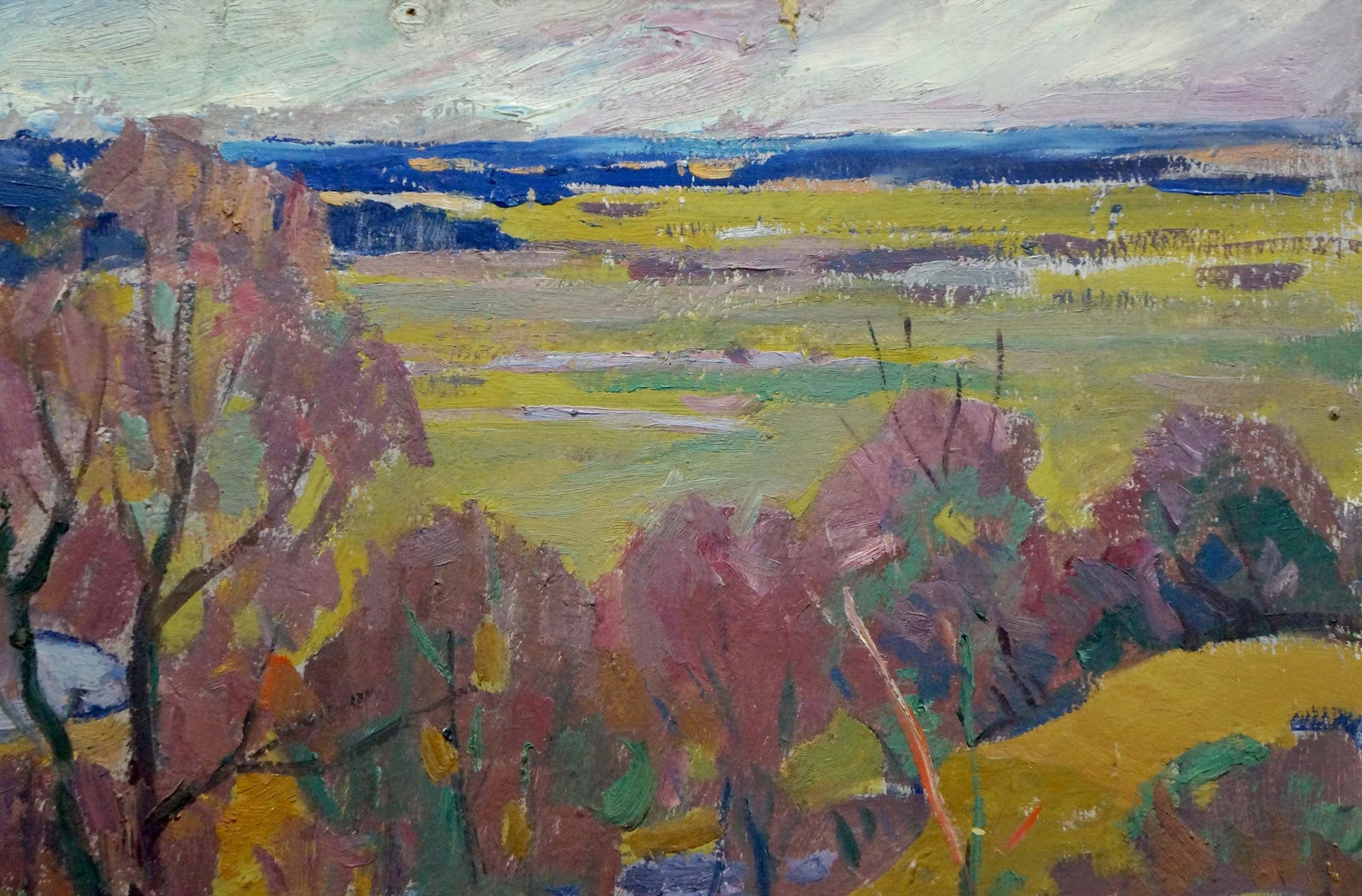 Oil painting Its a nasty day by Scriabin Petr Dmitrievich vibrant landscape