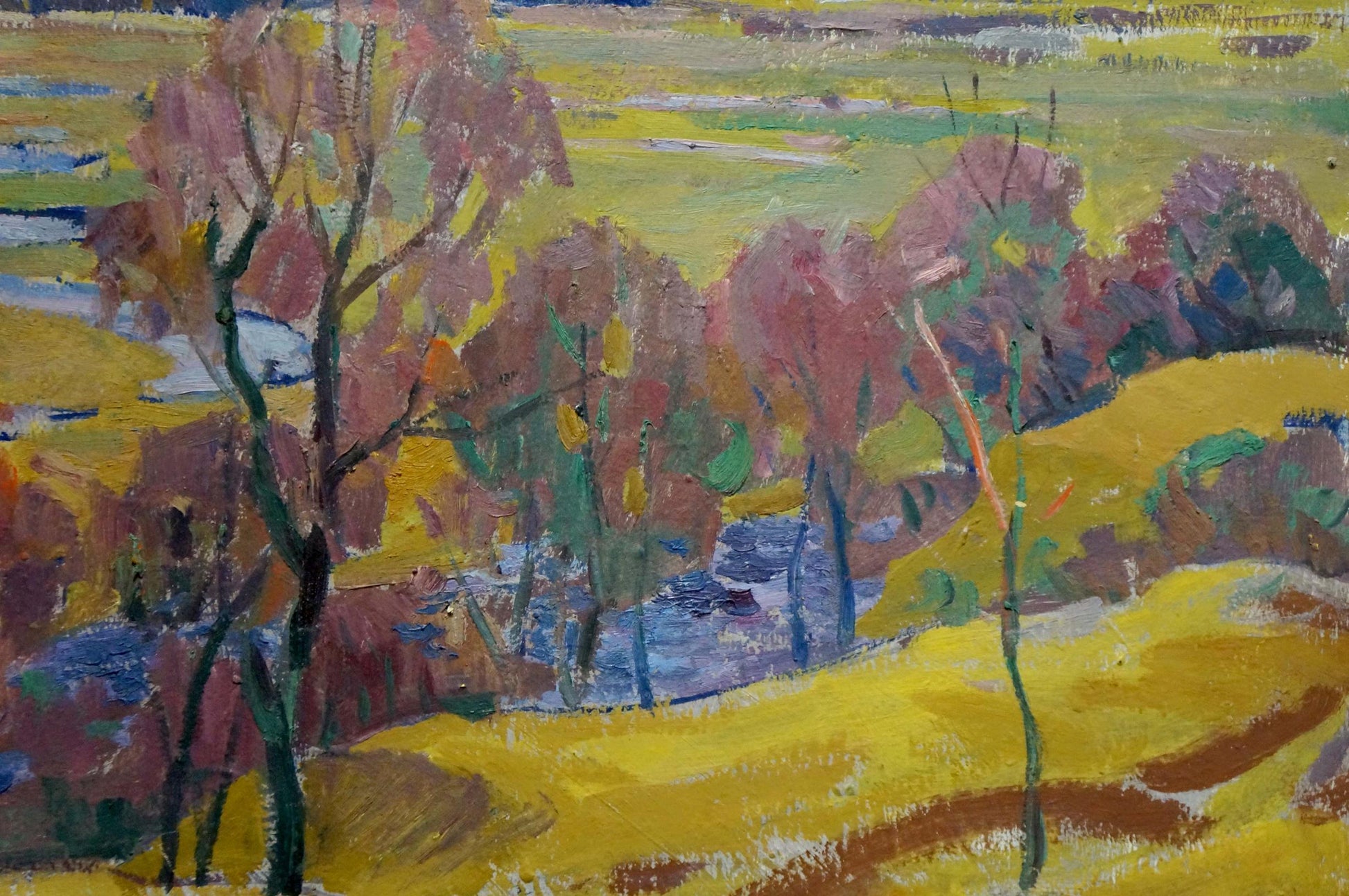 Oil painting Its a nasty day by Scriabin Petr Dmitrievich vibrant landscape