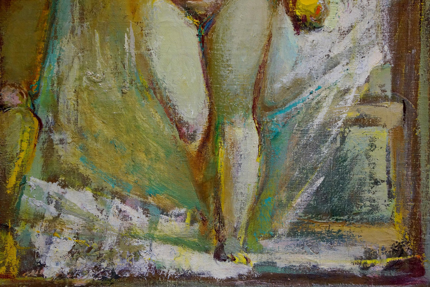Abstract impressionistic oil portrait of female figure by Elena Shchekina