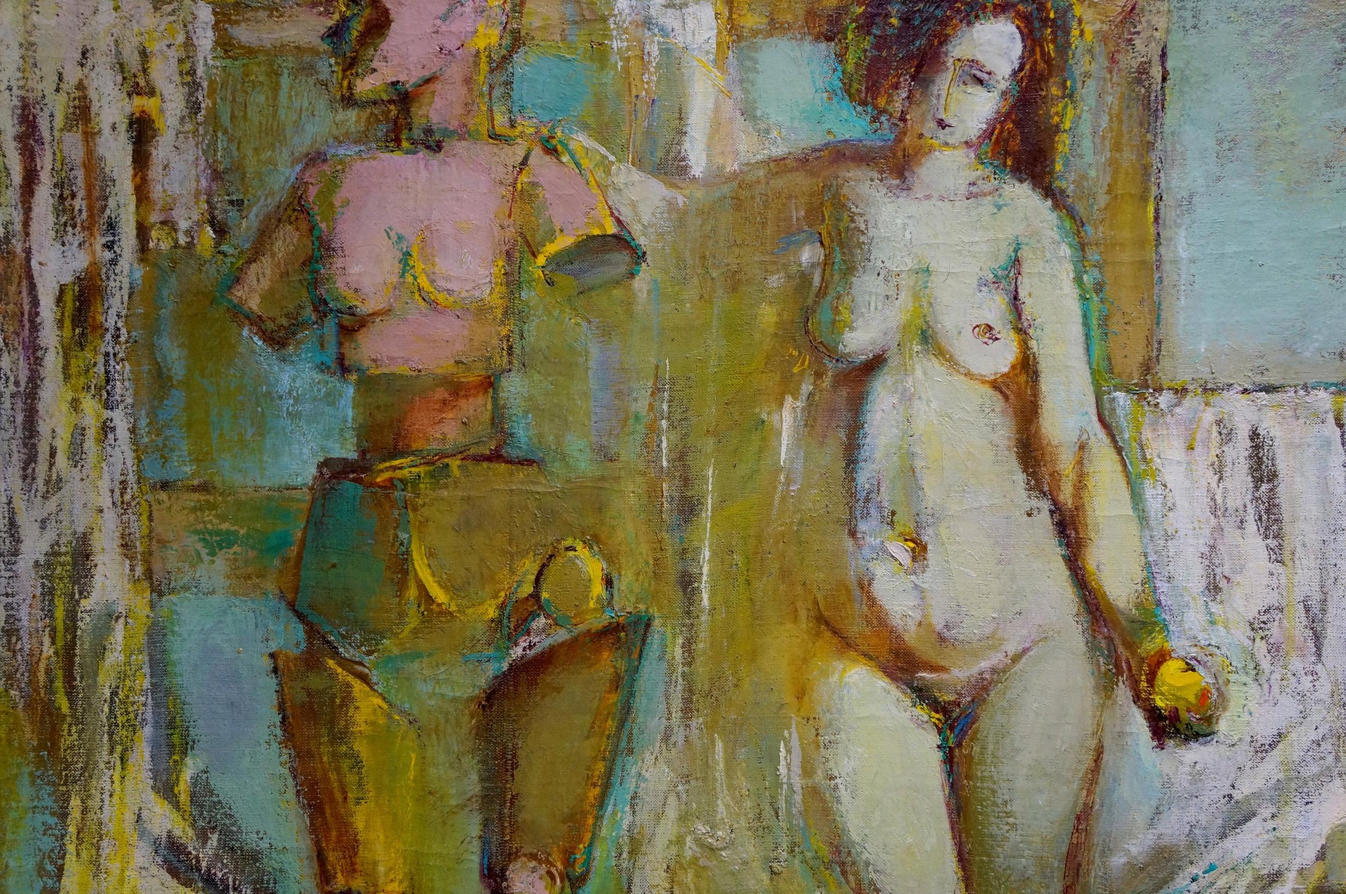 Abstract oil painting of female figure figures by Elena Shchekina
