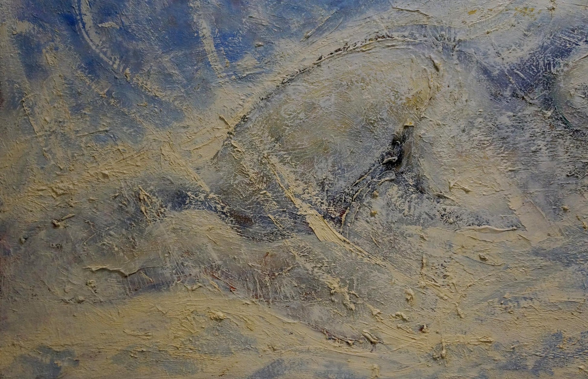 Textured impasto oil portrait of female figure by Resakov in earthy tones