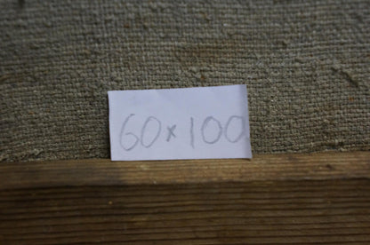 Back of Resakov oil painting portrait label: handwritten 60x100
