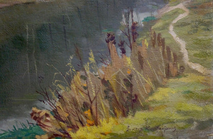 Oil painting by Konstantinov Victor Sergeevich: autumn path in earthy tones