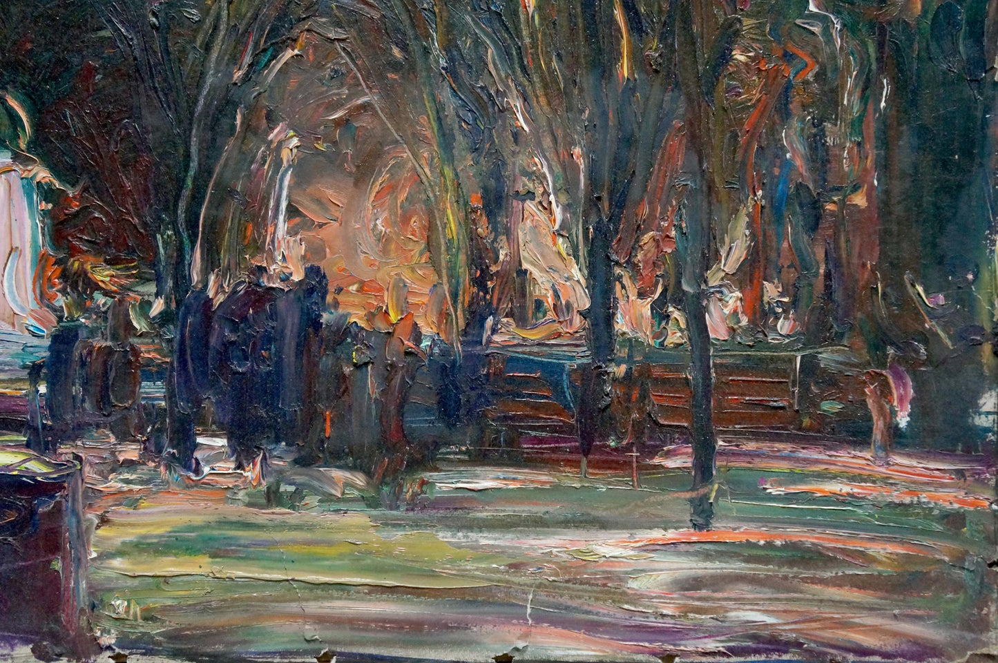 Impressionistic oil painting by Klimenko Alexander Ivanovich of night park landscape