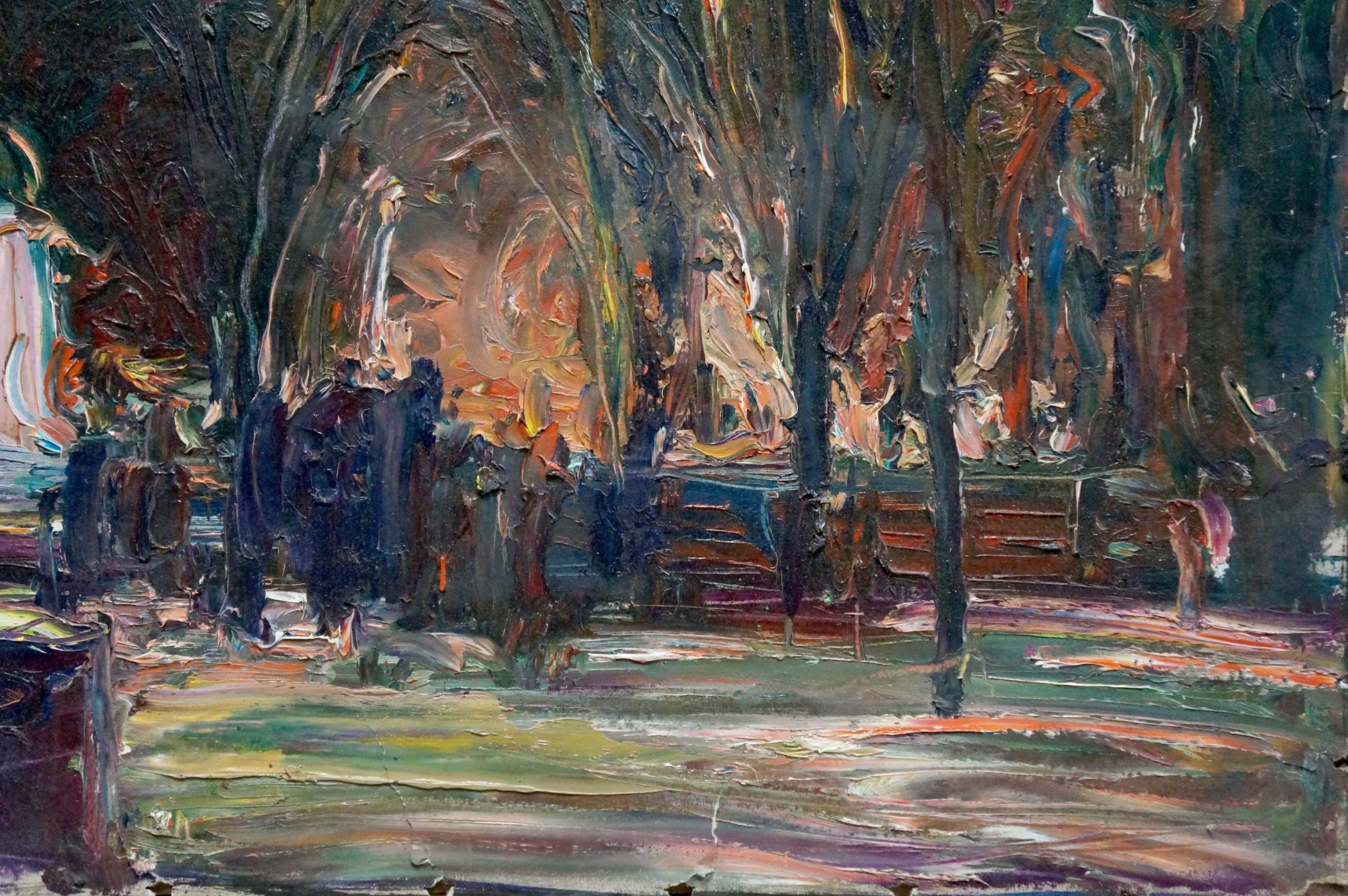 Impressionistic oil painting by Klimenko Alexander Ivanovich of night park landscape