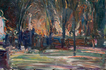 Impressionistic oil painting by Klimenko Alexander Ivanovich of night park landscape