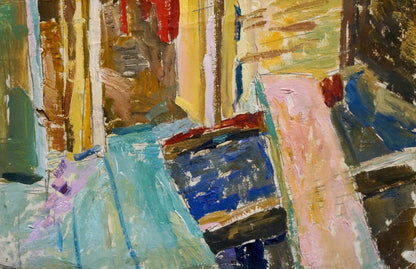 Oil painting Terrace by Petr Kuzmich Stolyarenko with vibrant abstract brushstrokes