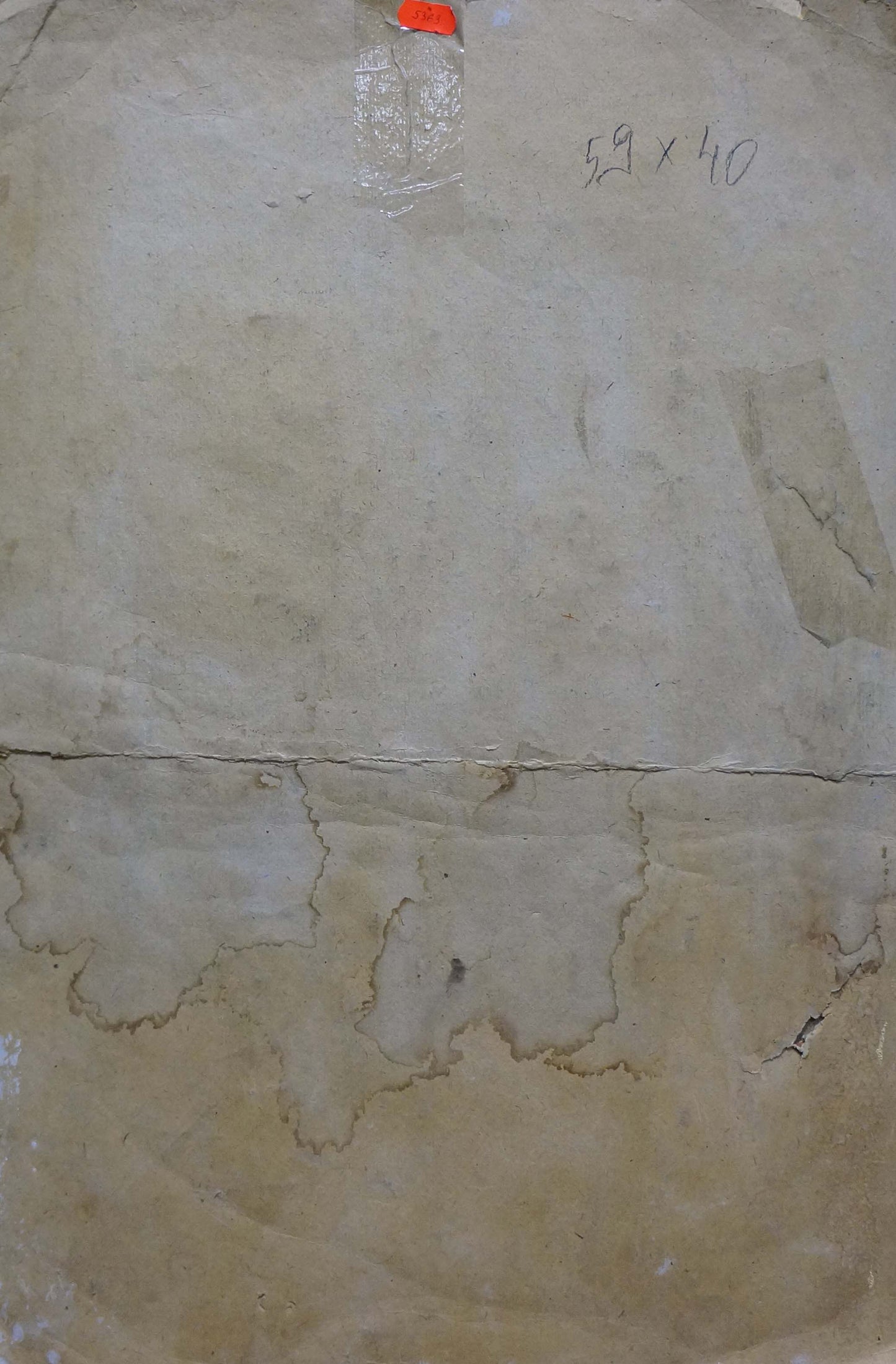 Oil painting of weathered beige concrete slab with cracks by Petr Kuzmich Stolyarenko