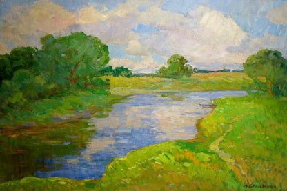 Serene impressionist oil painting by Sevastyanov Victor Grigorievich