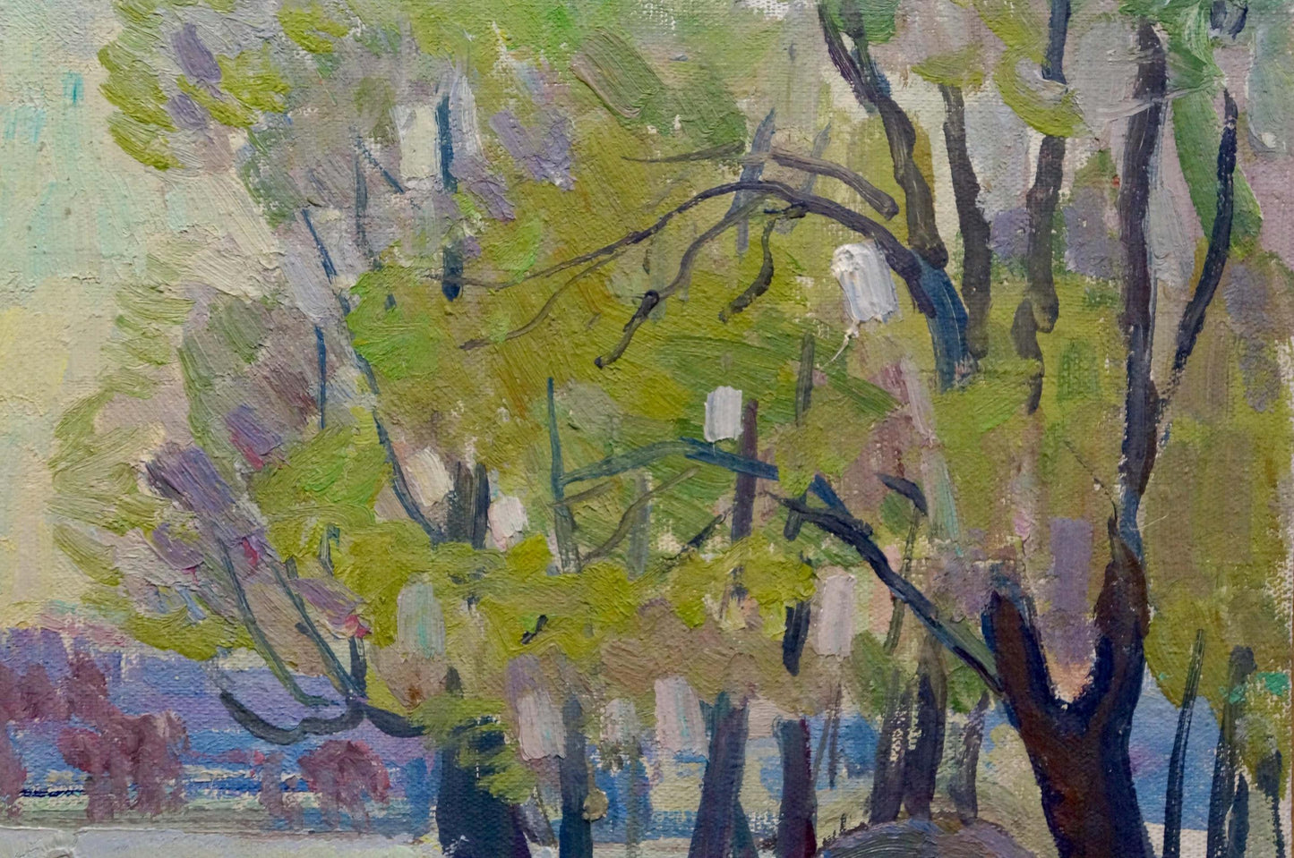 Oil painting After the Rain by Shepetovsky Vitaly Yakovlevich with textured impressionist trees