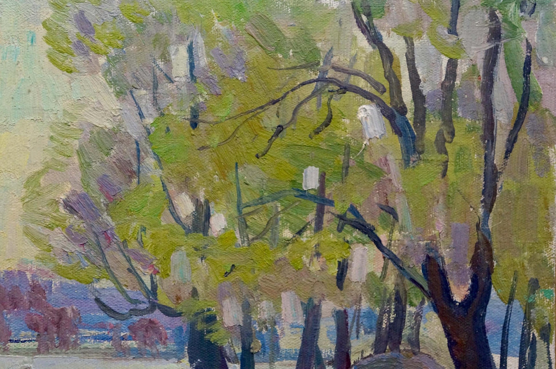Oil painting After the Rain by Shepetovsky Vitaly Yakovlevich with textured impressionist trees