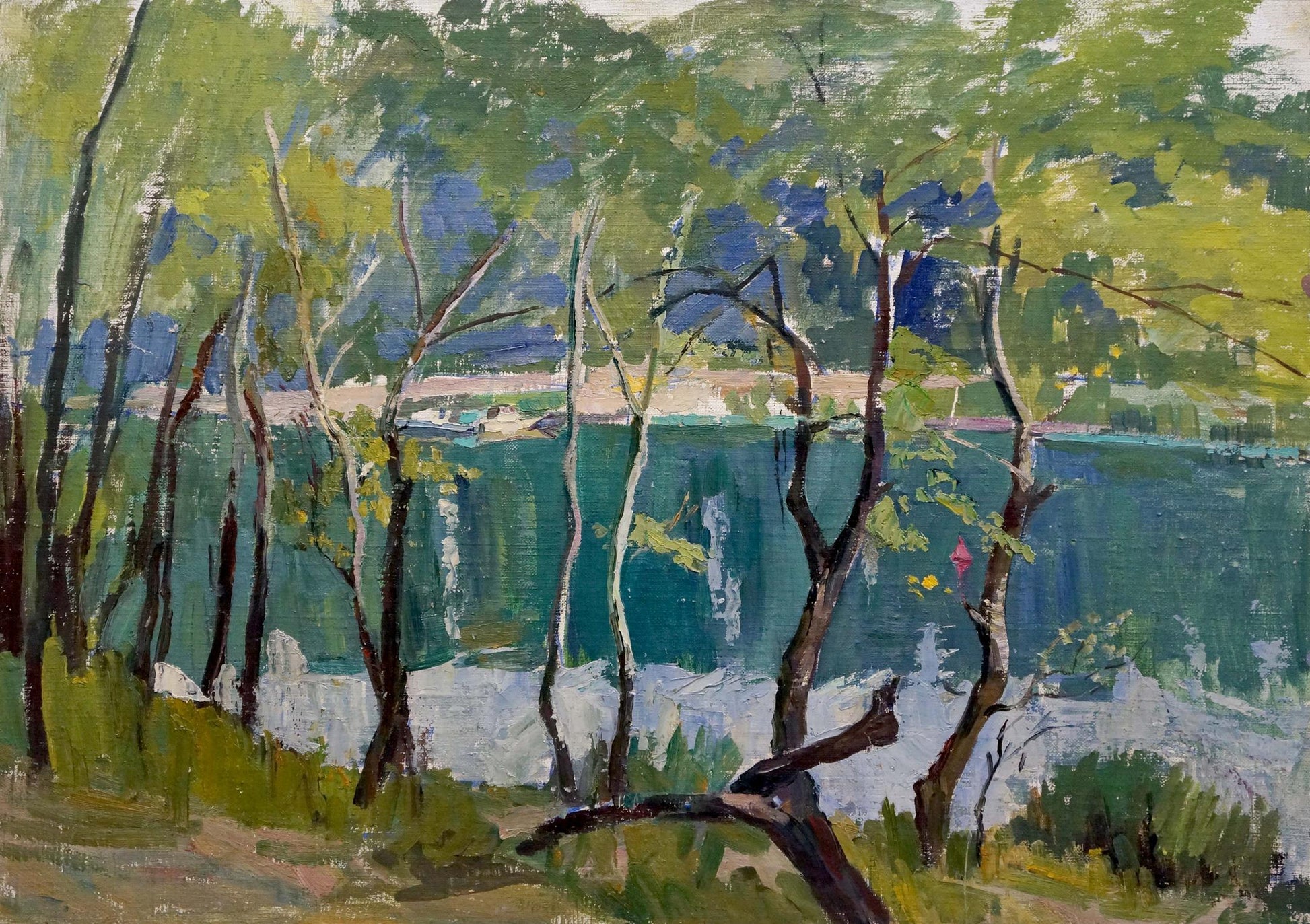Vibrant impressionist oil painting of lakeside by Panich Igor Vasilievich
