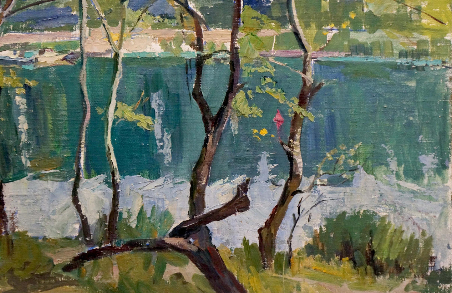 Vibrant oil painting of river landscape by Panich Igor Vasilievich