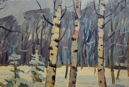 Oil painting by Shepetovsky Vitaly Yakovlevich: winter birch trees in snow