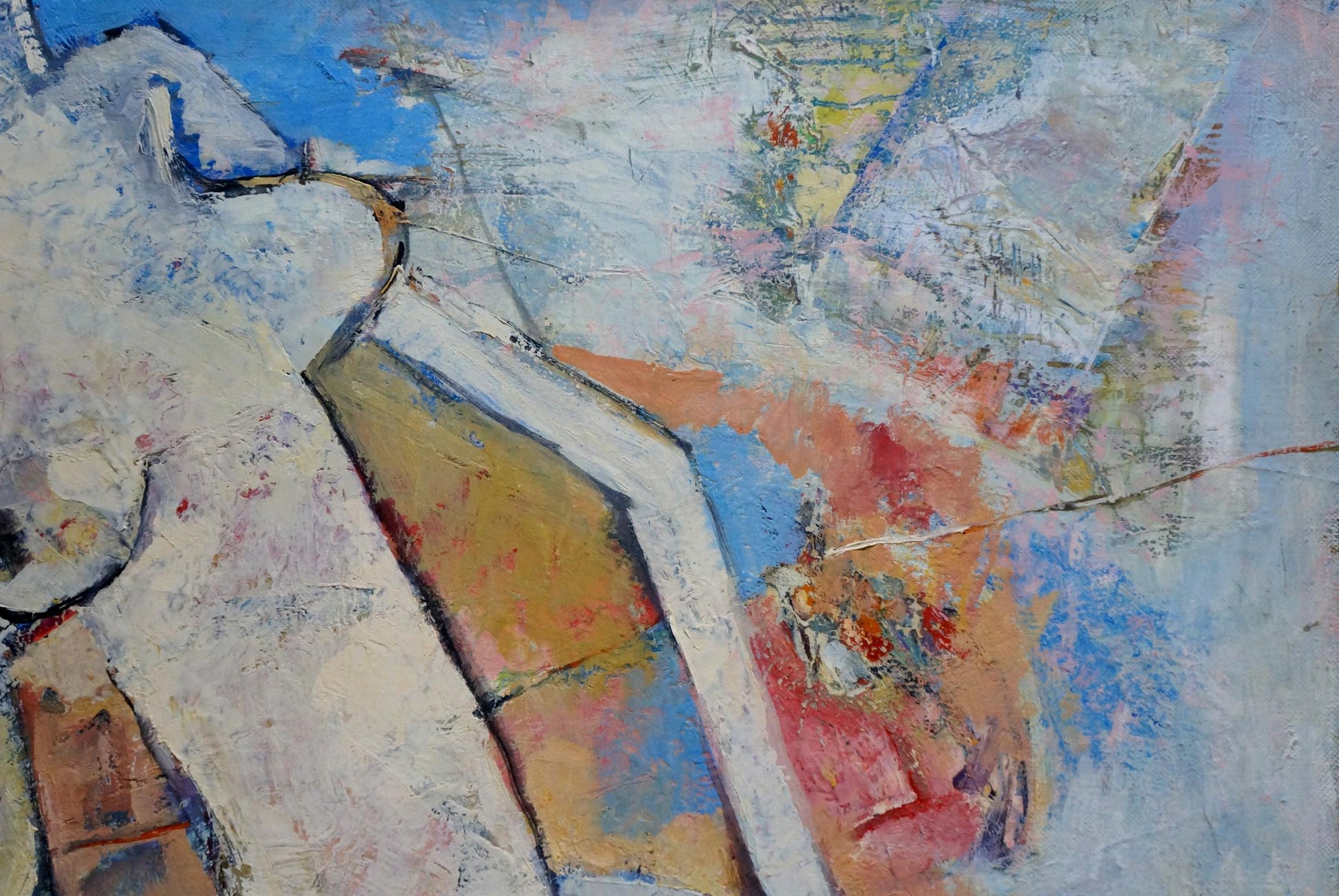 Abstract oil painting Tenderness by Kryukov Vasily Ivanovich, textured blue shades