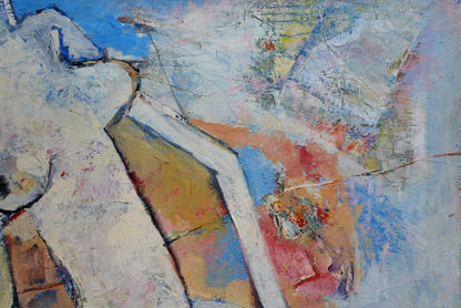 Abstract oil painting Tenderness by Kryukov Vasily Ivanovich, textured blue shades