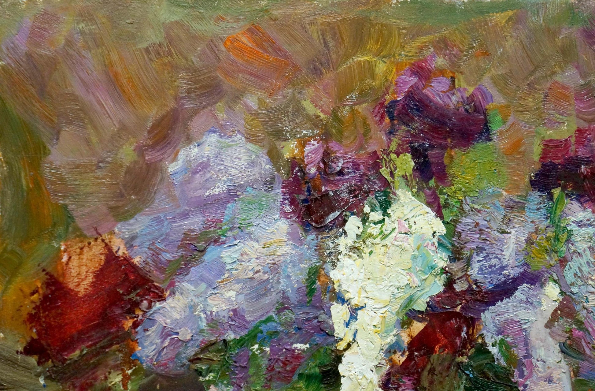 Oil painting of purple white green flowers by Hadeev Valery Alexandrovich