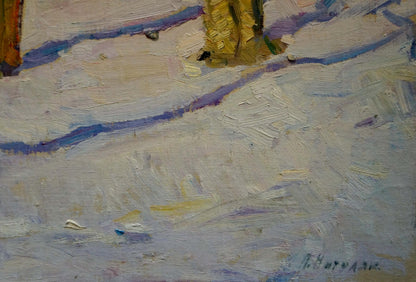 Textured impressionistic oil painting of snowy Winter park by Nagulyak Petr Ivanovich