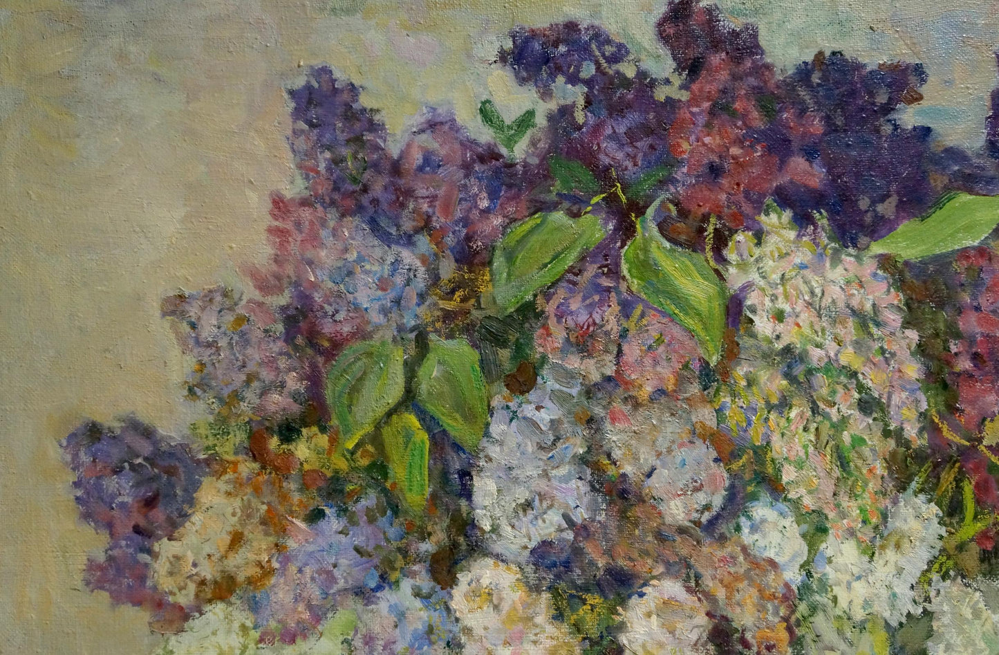 Vibrant lilac bouquet oil painting by Volkovinskaya Zinaida Vladimirovna
