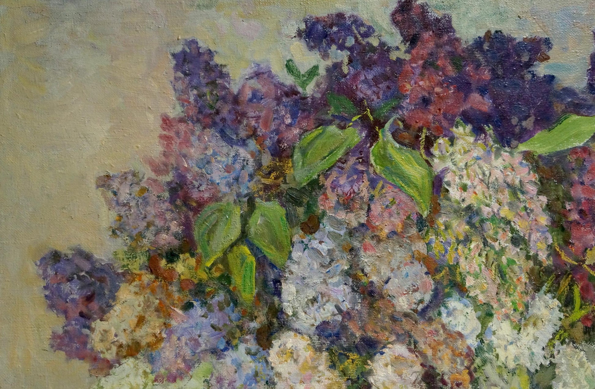 Vibrant lilac bouquet oil painting by Volkovinskaya Zinaida Vladimirovna