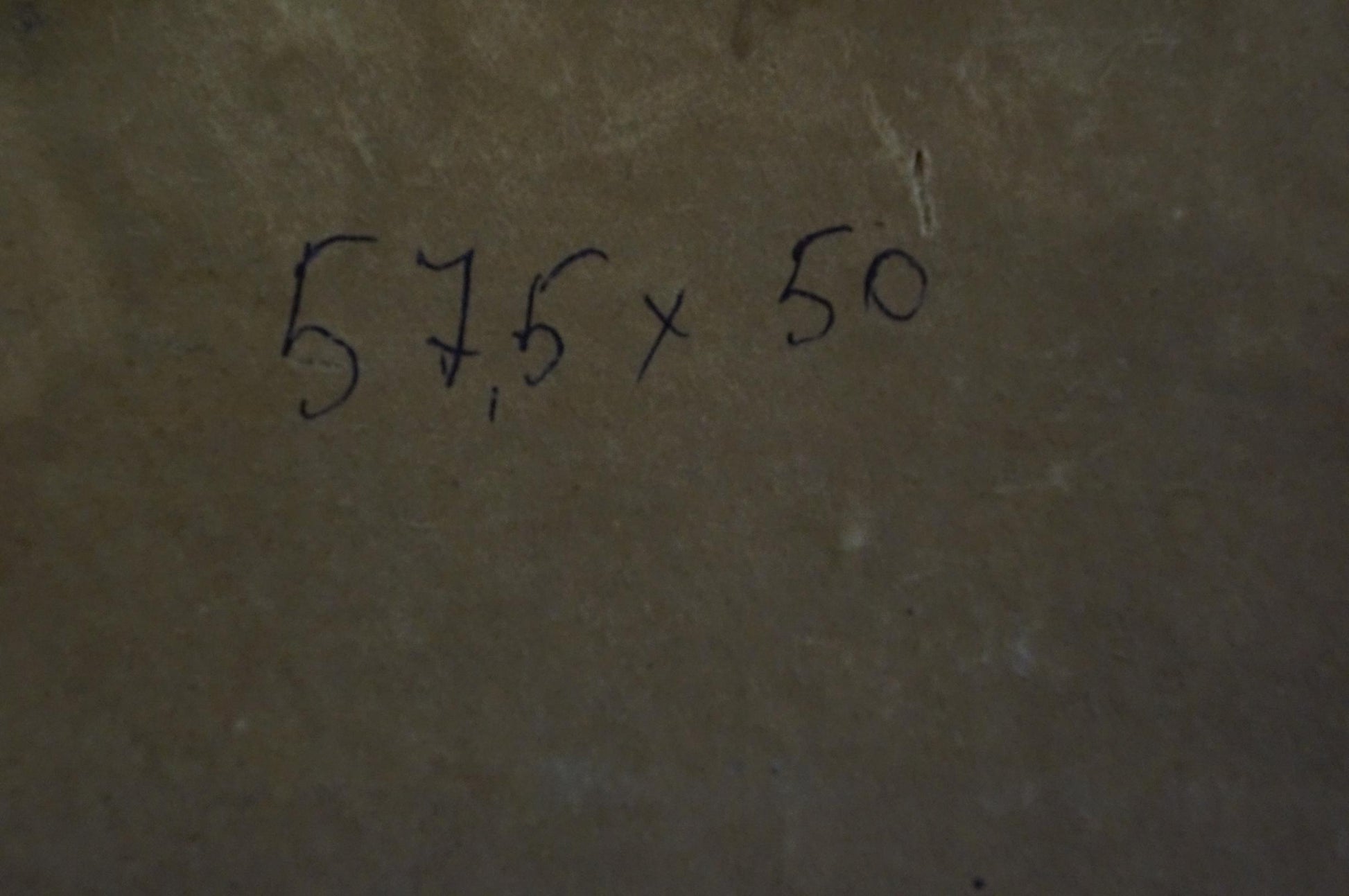 Back of Eremin Boris Alexandrovich oil painting with 57.5 x 50 in. handwritten markings