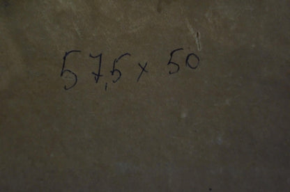 Back of Eremin Boris Alexandrovich oil painting with 57.5 x 50 in. handwritten markings