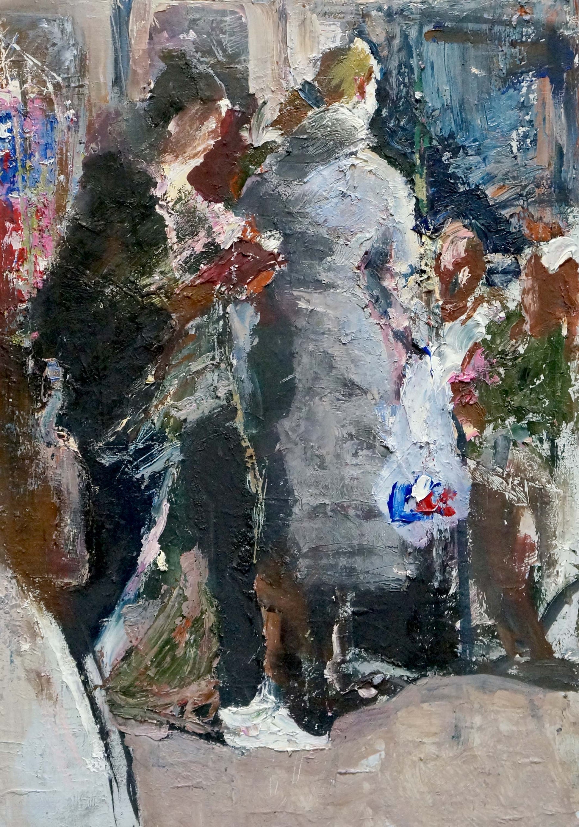 Oil painting portrait by Klimenko Alexander Ivanovich of figure in gray coat