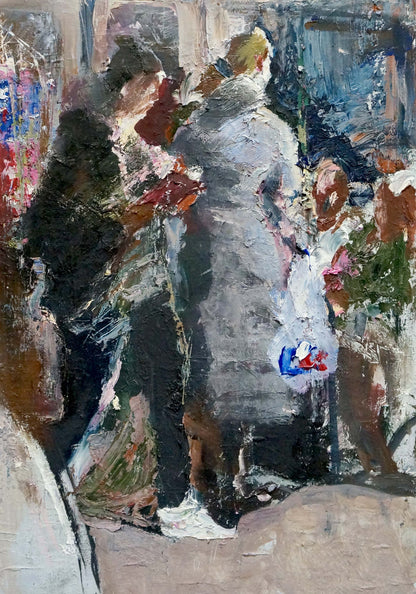 Oil painting portrait by Klimenko Alexander Ivanovich of figure in gray coat