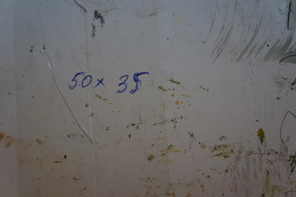 Worn off-white back of Klimenko Alexander Ivanovich oil portrait with stains