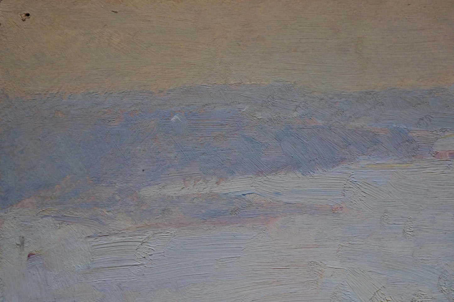 Oil painting Fog by Naumova Tamara Sergeevna, textured beige-gray-lavender bands