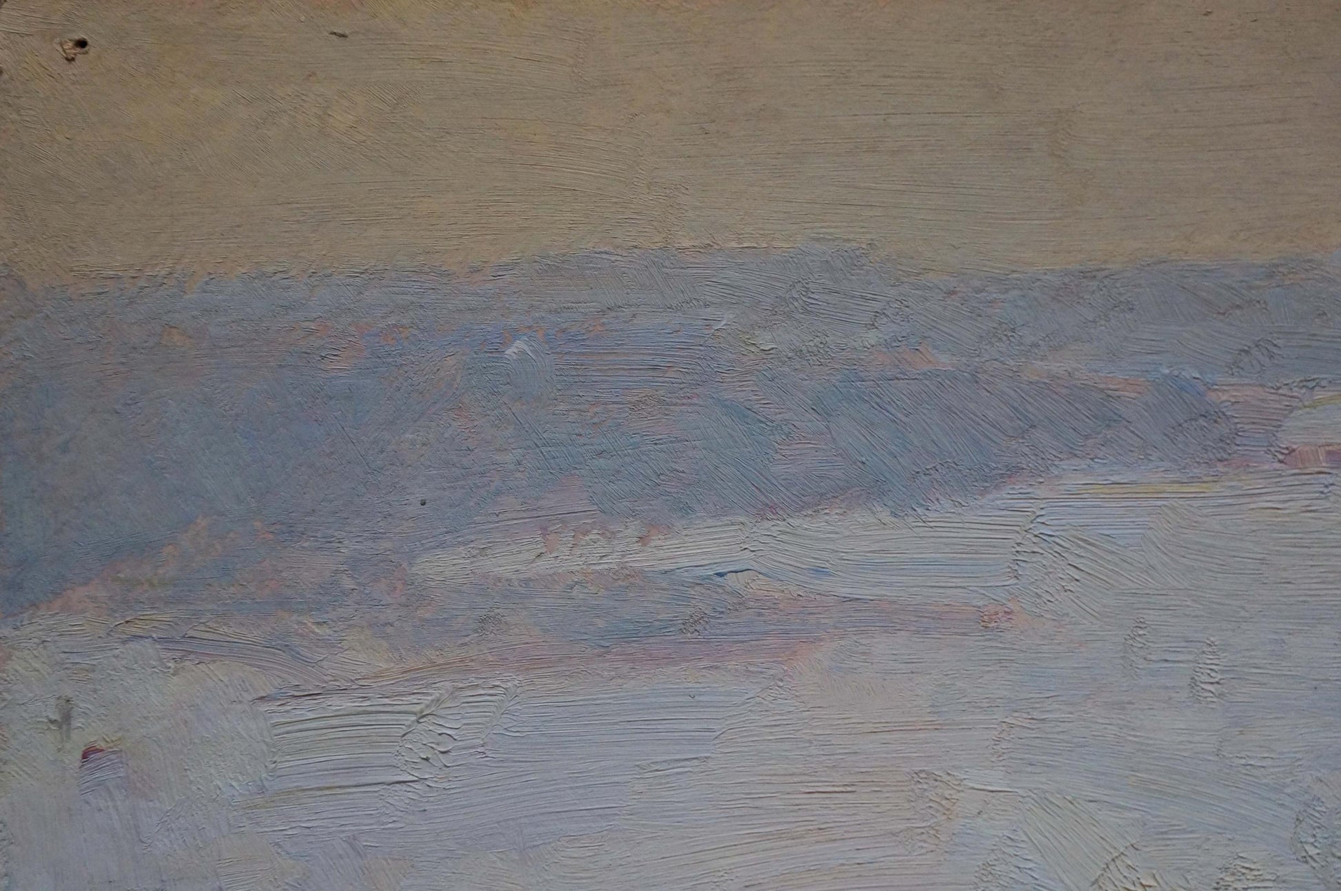 Oil painting Fog by Naumova Tamara Sergeevna, textured beige-gray-lavender bands